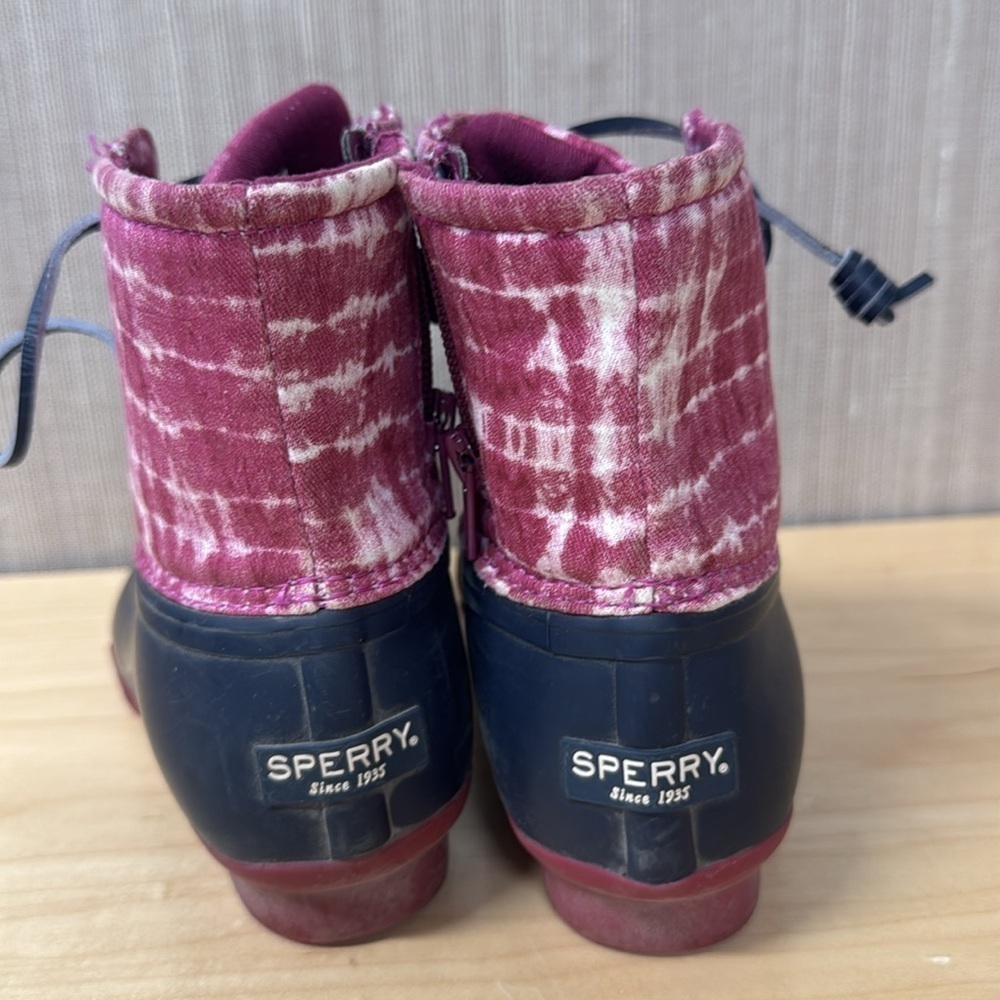 Sperry Saltwater rubber rain duck boots purple and blue youth size 2 - Picture 3 of 9